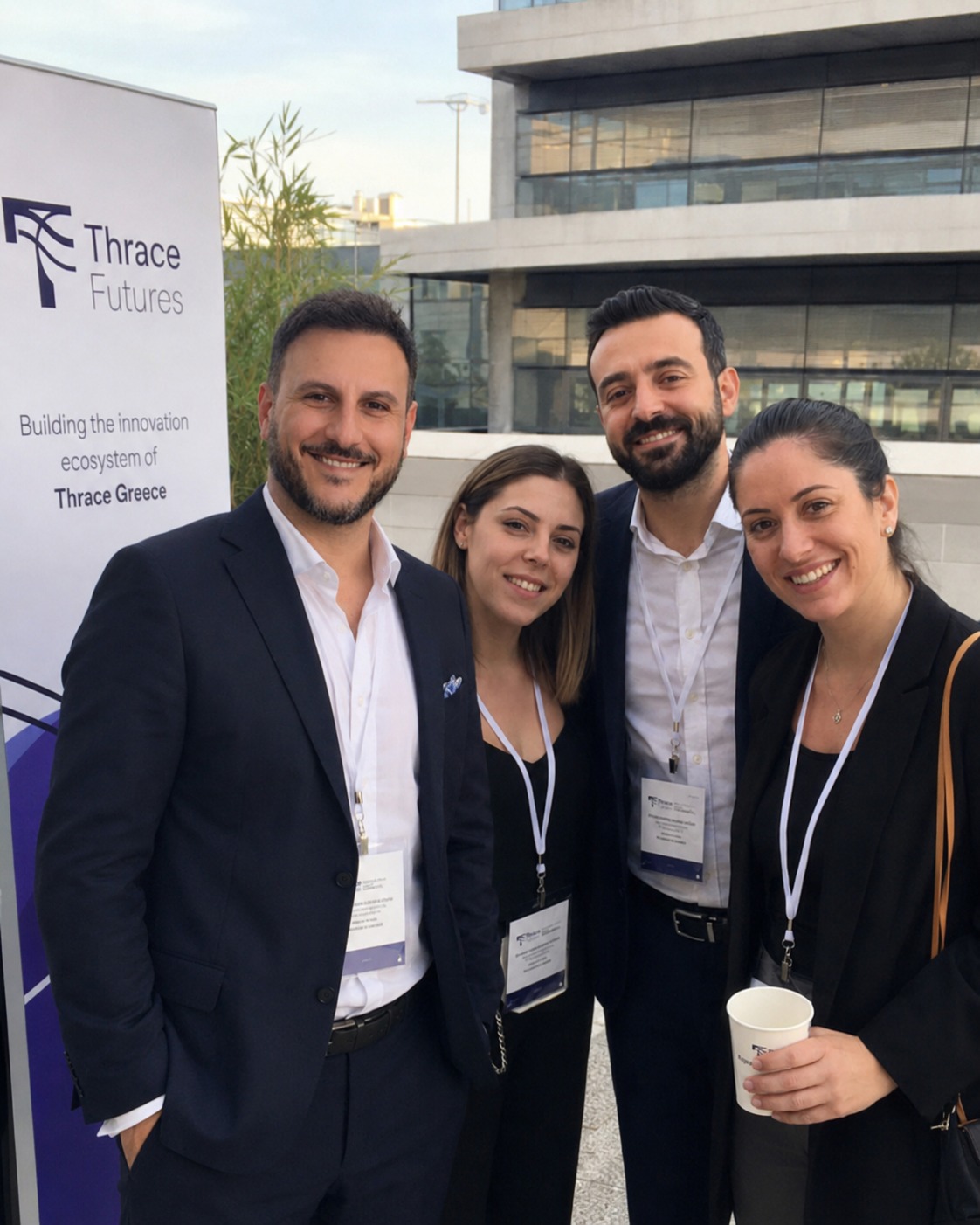 Ioannis Athanasiou with members of the Thrace Futures team at a company event